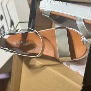 Silver sandal, brand new, size 11